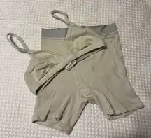 SKIMS Cotton Rib Boxer & Cotton Jersey Triangle Bralette in Bone (S)