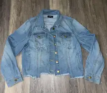 Mod X Denim Jacket with Sequin Lip Design on Back - Size Large