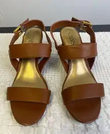Chaps Women's Tan Leather Shoes/ Heeled Sandals 3" Size 8.5 SKU 2310