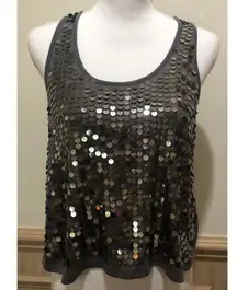 Almost Famous Sleeveless Sequin Top ~ Size Small  ~ Gray