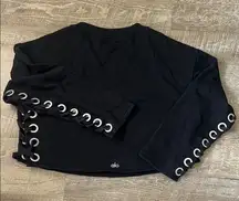 Alo Yoga Suspension Lace-up Cropped Pullover Black Sweater Size XS