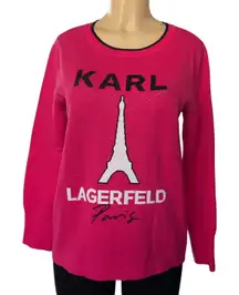 Karl Lagerfeld Paris Hot Pink Eiffel Tower Sweater – Size M
