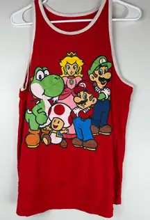 Red Nintendo Tank Top with Mario Characters