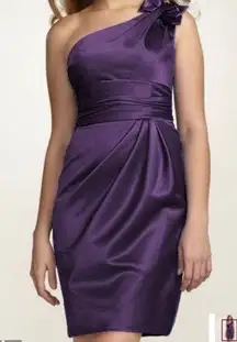 David’s Bridal Purple One Shoulder Satin Dress 2