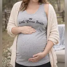 Julie’s Closet “Little Prince Inside” Maternity Tank Top Glitter Graphic | Small