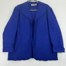 Chico's‎ Wool Blend Open Front Jacket Size 3 US XL Cobalt Blue Coat Knit