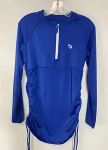 Baleaf Women's Rash Giard Zip Ruched Side Drawstring Blue Size M