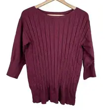 apt 9 sweater Women Short Sleeve  Large Maroon Work Preppy Casual Cottagecore