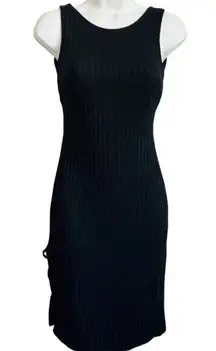 Black Ribbed Criss Cross Open Back Bodycon Little Black Dress size S Sexy Casual