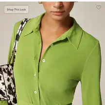 J.Crew Button-up shirt in matte jersey August Peridot