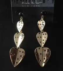 New Nicole Miller 3 tier Hearts Earrings