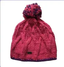 Bula Cable Chunky Knit Beanie Cap Hat OSFM Pom Ski Outdoor Winter Wonderland EUC