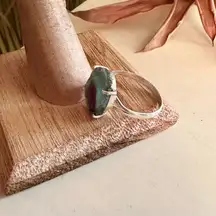Natural Ruby Zoisite Slice Sterling Silver Ring
