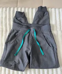 Figs technical collection gray teal jogger scrub pants