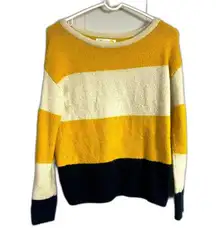 C&C California Yellow/White/Navy Striped Wool Blend Sweater Size XS