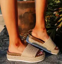 Raffia Strap Espadrille Wedge Platform 