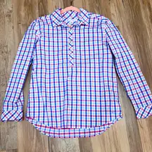 Southern Tide Intercoastal Hadley Popover Game day Shirt pink blue medium