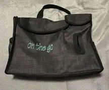 Thirty-One Black Pack N Pull Caddy Travel Bag with Teal Embroidery