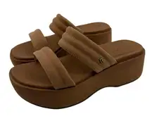 Reef Lofty Lux Hi Open Back Sandal Natural Tan Women 7 Platform Flip Flop Comfy