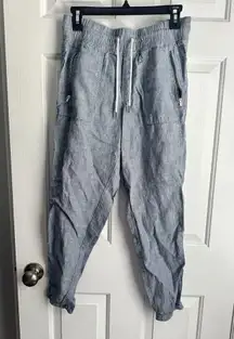 Athleta Cabo Linen Jogger Pants Womens Light Blue Size 6 Travel