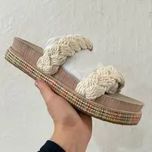 Johnny Was Braided Rope Sandal Platform Rainbow Open Toe Summer Spring 10