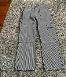 Edikted pin stripe cargo wide leg pants size small