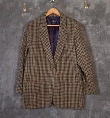 Lizsport Vintage 2 Buttons Womens Blazer Wool Dark Academia Office Size 14