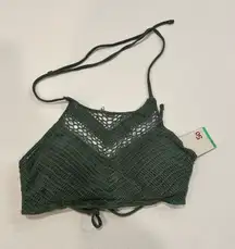 NWT SO Army green crochet bikini top size M kohls brand