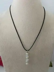 Handmade faux pearl heart and sparkly bead pendant necklace