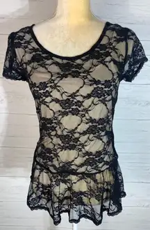 Planet Gold black lace top size Large juniors