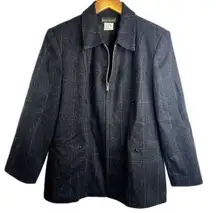 VTG Harve Benard‎ Wool Tweed Full Zip Blazer with 4 Zip Pockets Size 12