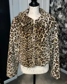 Kendall & Kylie Fuzzy Oversized Leopard-Print Coat