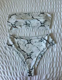 Marble High waisted Bikini Set