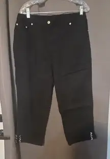 Hearts of Palm Black Capri Pants, Women's Size 12, Bead Accents, Cropped Trouser