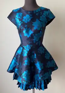 Lulu’s sz XS floral fit flare short sleeve mini‎ cocktail dress NWOT