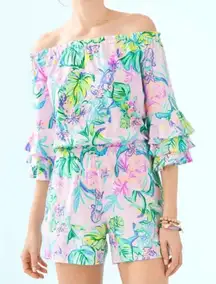 Lilly Pulitzer Calla‎ Off the Shoulder Romper in Mermaids Under the Shade