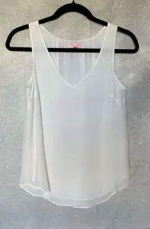 Lily Pulitzer 2XS White Silk V-Neck Sleeveless Blouse Casual