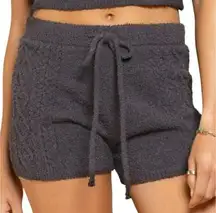 POL  Cozy Drawstring Waist Cable Knit Fuzzy Shorts Grey Size Small NWT