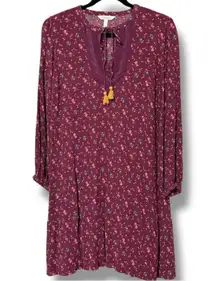 Matilda Jane size small local luxuries dress boho burgundy v-neck ties at top