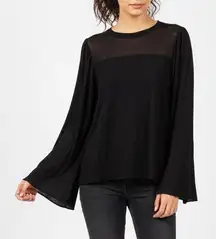 ALC Black Long Sleeve Knit Sweater Top Italian Yarn Merino Wool Silk XS