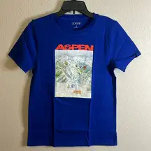 JCrew Broken In Jersey TShirt Aspen Print Royal Blue Size Small NWT