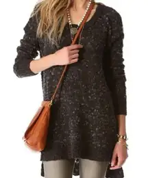 Free People Honeycomb Mixed Black Gray Jeepster Pullover Sweater, Size M