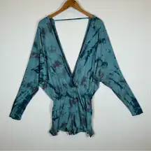 Young Fabulous & Broke‎ Blue Tie Dye Long Sleeve Romper XS