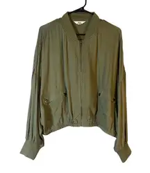 Jack by BB Dakota Olive Full Zip Dolman Sleeves Jacket Women Sz M