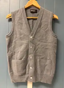 Vintage Dingo Lambswool Blend Sweater Vest Sleeveless Knit Gray Womens Size 36