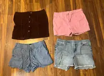Women's Jean Shorts in Pink, Blue, brown skirt, elastic GAP shorts