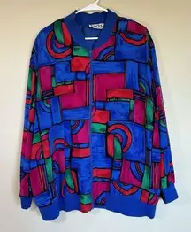 90s Women s Vintage Teddi Multicolor Colorful Full ZIp Light Jacket Outerwear Wo