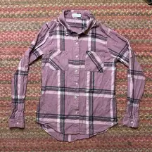 FULL TILT PURPLE FLANNEL PLAID BUTTON UP