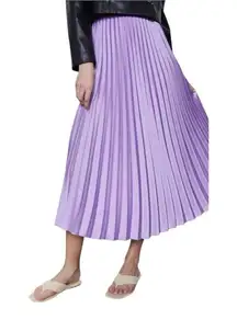 Zara Lilac Pleated Midi Skirt EUC