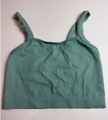 Colsies Womens Ribbed Crop Top Sleeveless Teal Green Casual‎ Tank Top S